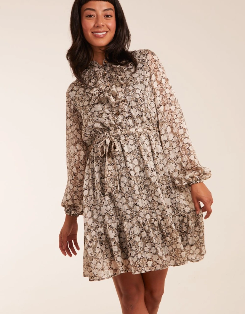 Ruffle Front Belted Dress