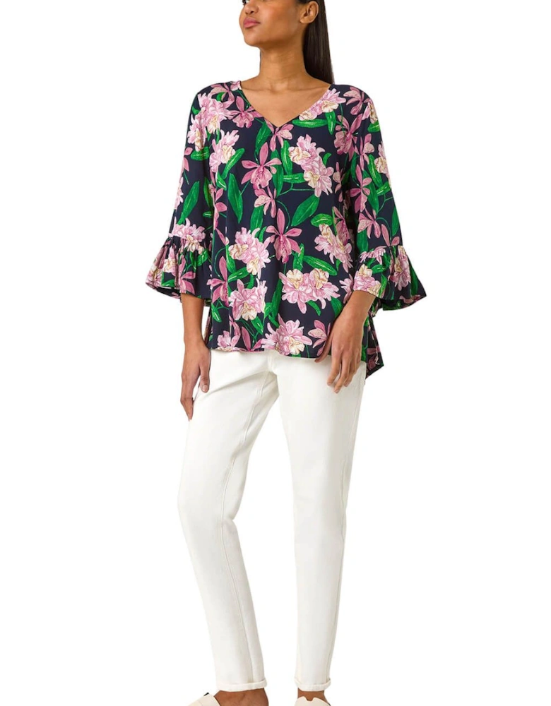 Floral Flare Sleeve Top