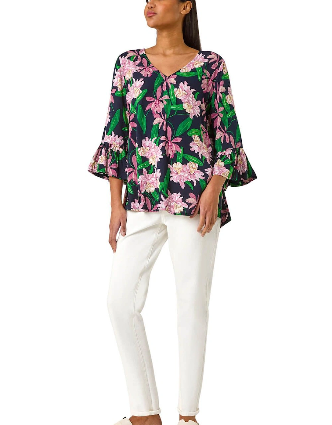Floral Flare Sleeve Top, 2 of 1