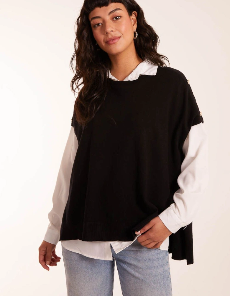Oversized Button Shoulder Top