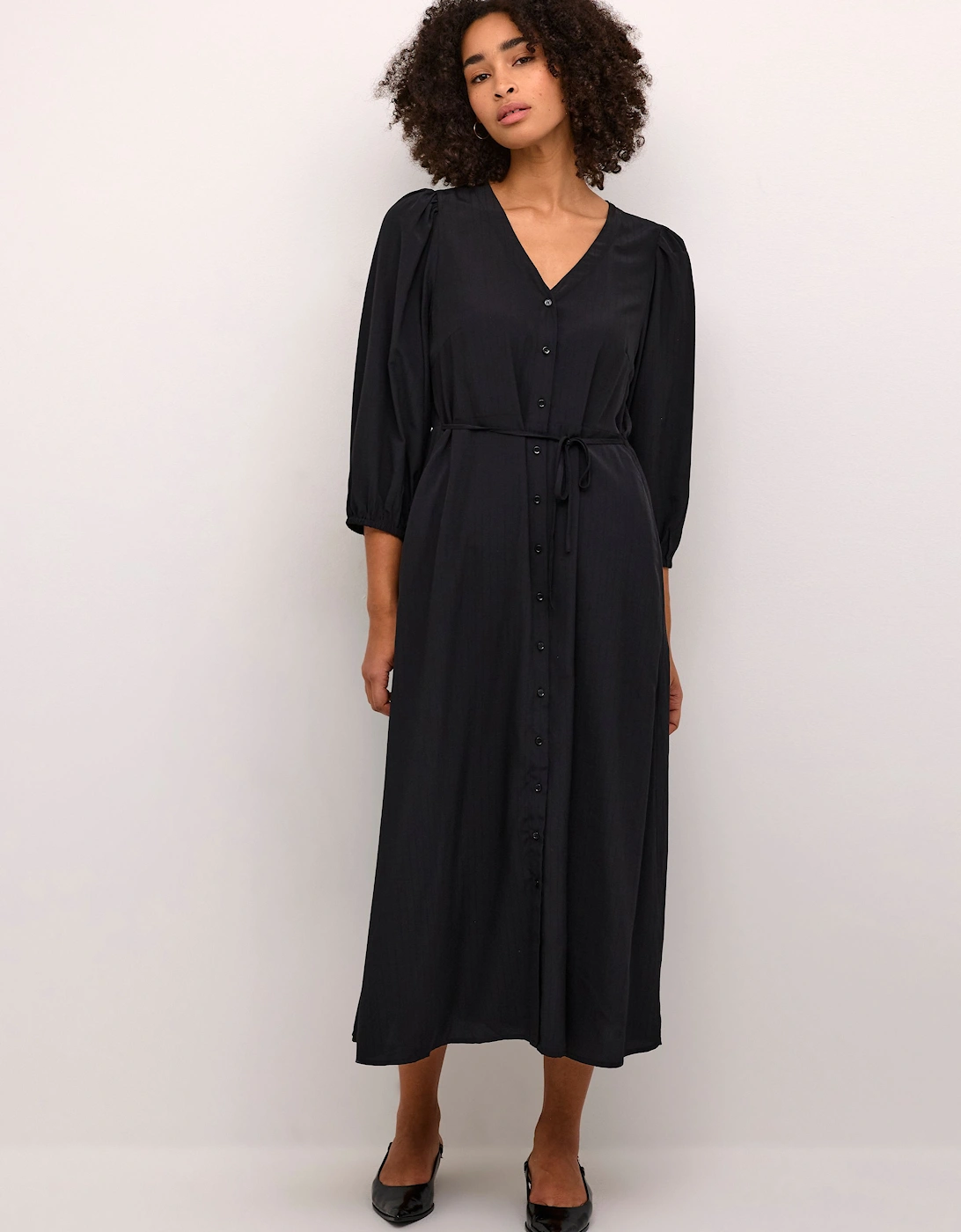 KAdorit Button V-neck Maxi Dress Plain, 2 of 1
