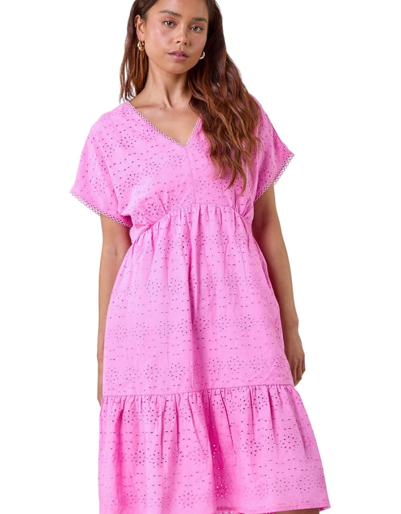 Petite Cotton Broderie Tiered Dress