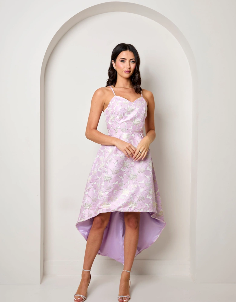 Cami Floral Jacquard Dip Hem Dress
