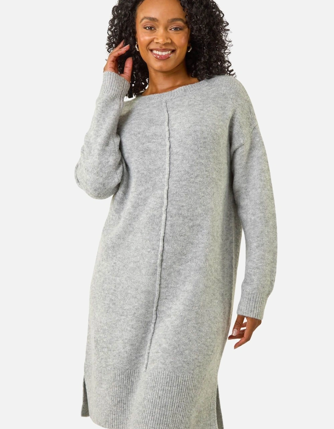 Petite Knitted Pintuck Shift Dress, 2 of 1