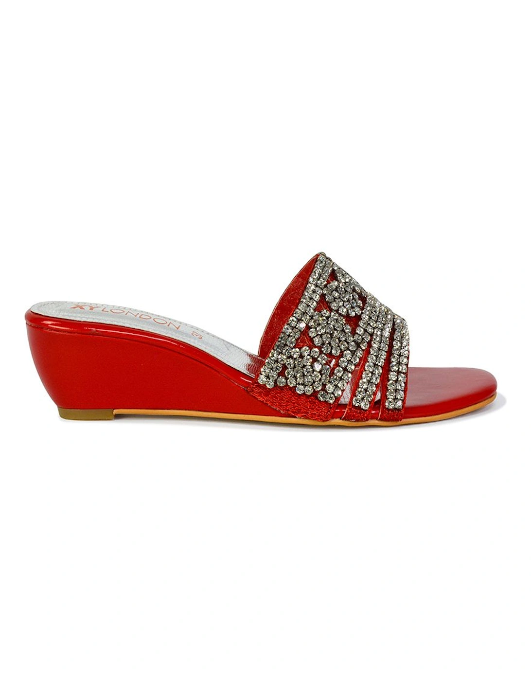 'Olive' Square Toe Embellished Diamante Wedge Heel Sandal, 2 of 1