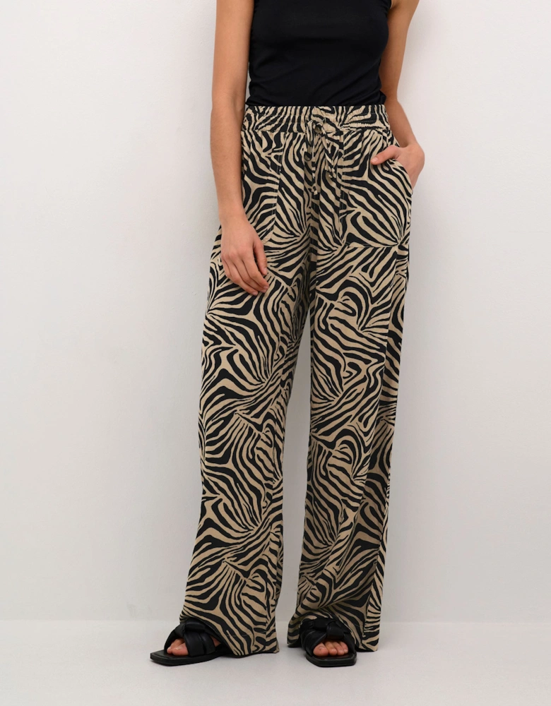 Milia Elastic Waist Wide Leg Trousers Animal Print