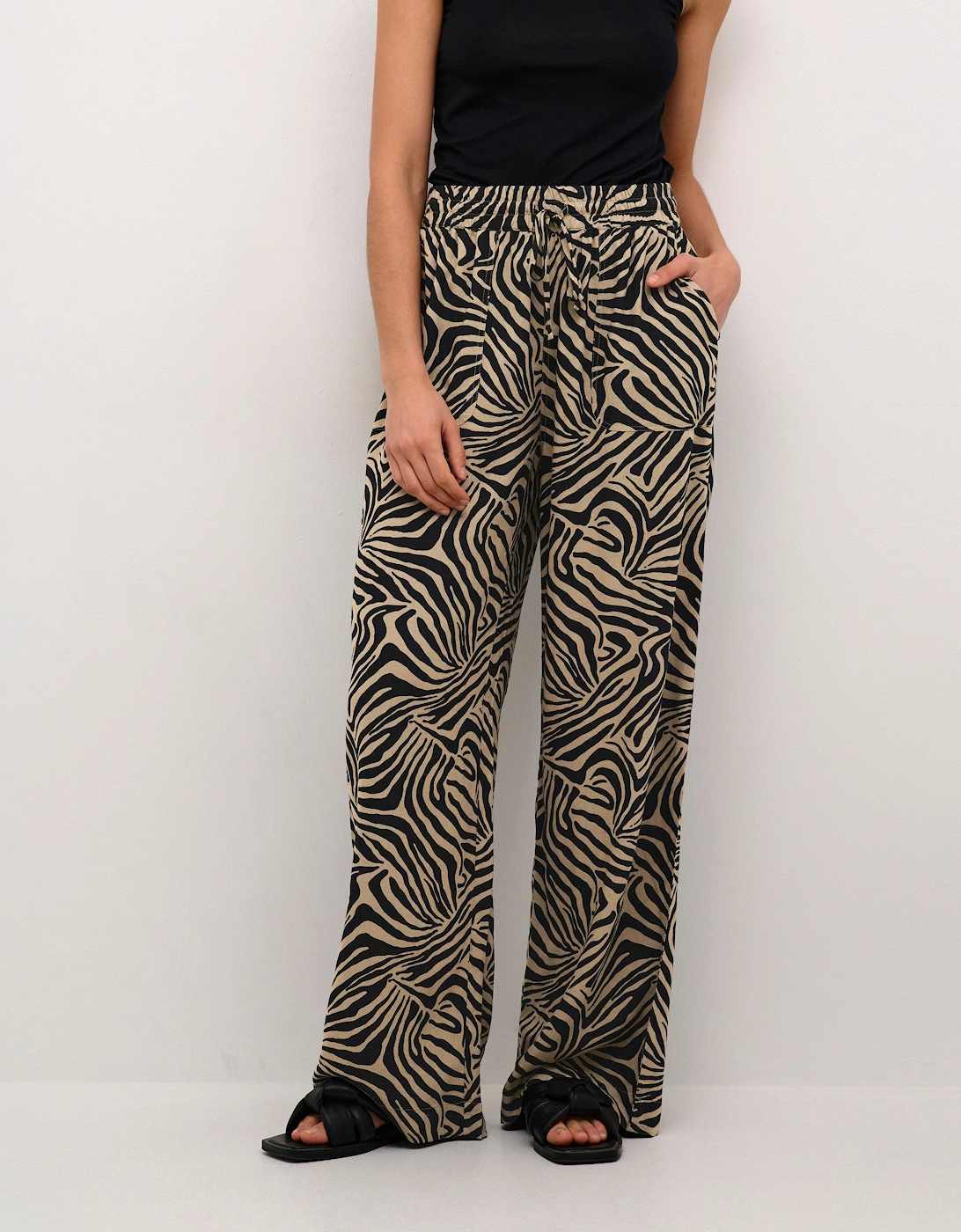 Milia Elastic Waist Wide Leg Trousers Animal Print, 2 of 1
