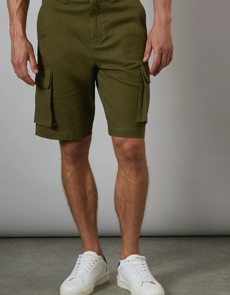 Khaki Cotton Cargo Shorts