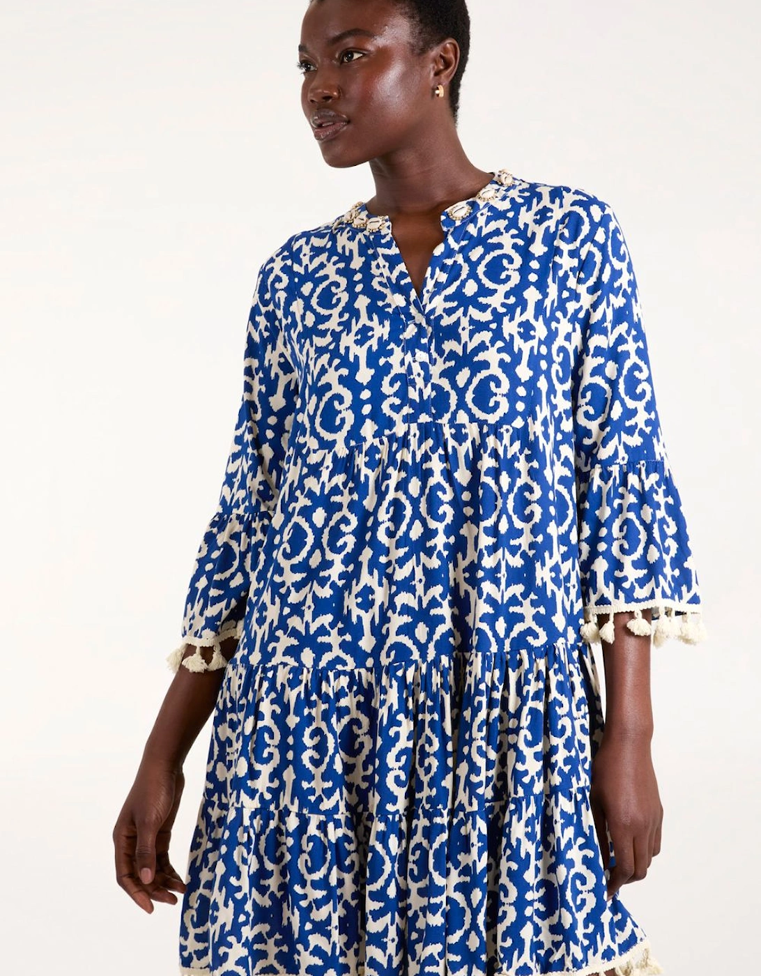 Tassel & Shell Neck Smock Dress, 2 of 1