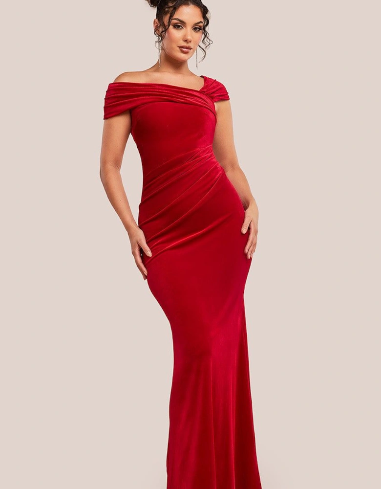 One Shoulder Velvet Maxi Dress