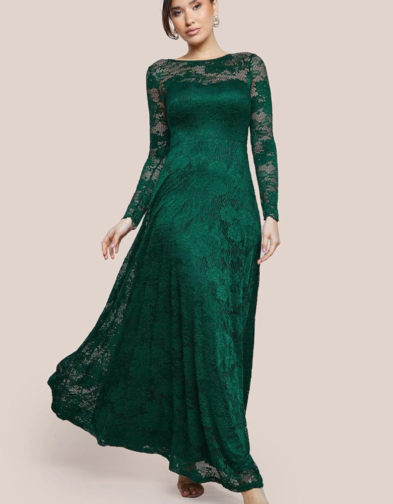 Scalloped Lace A Line Maxi Dress