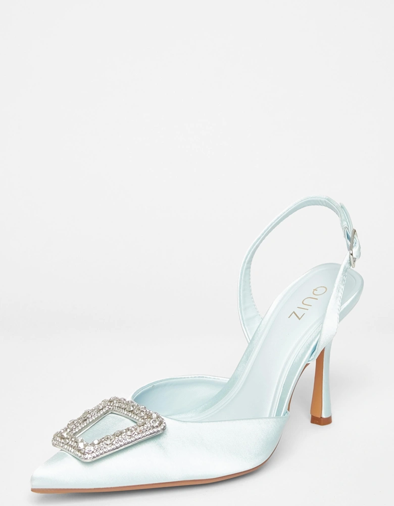 Light Blue Bridal Brooch Court Heels
