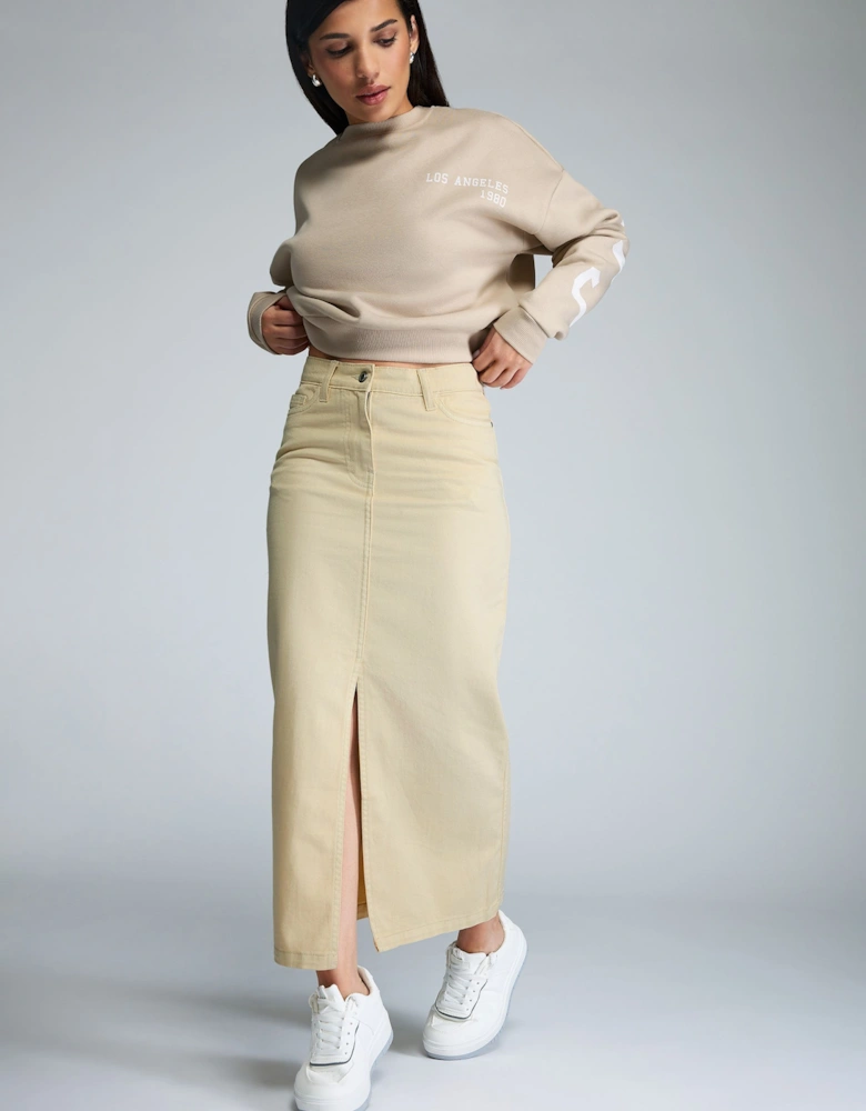 Petite Denim Maxi Skirt
