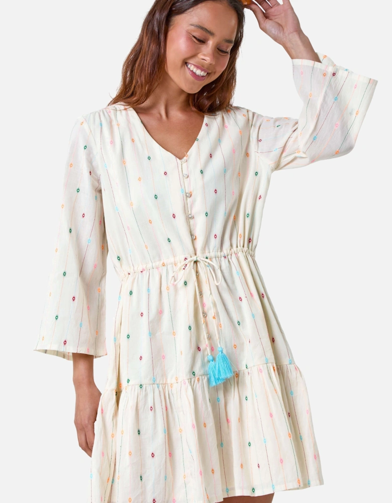 Petite Cotton Embroidered Smock Dress