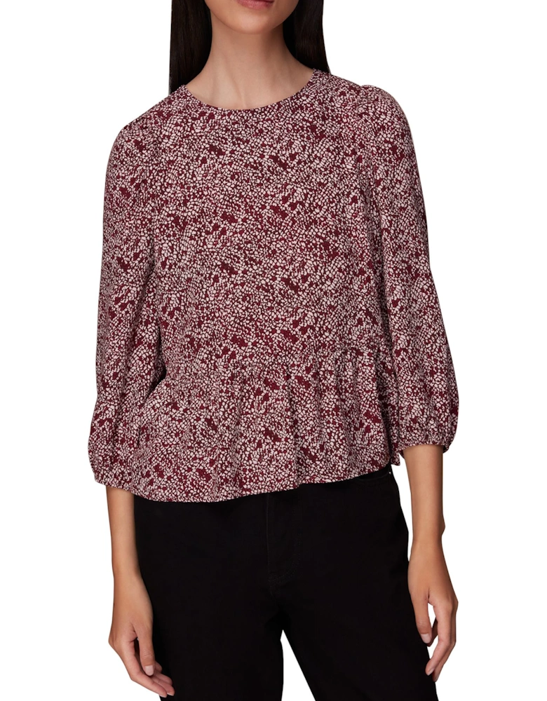 Rough Weave Cut Out Peplum Top