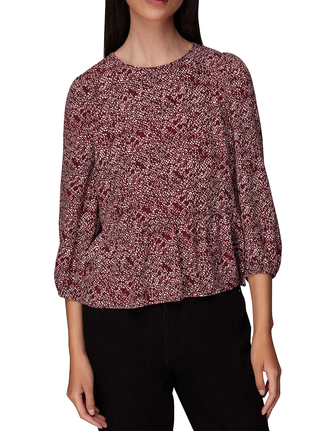 Rough Weave Cut Out Peplum Top, 2 of 1