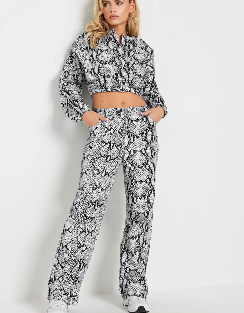 Petite Snake Print Straight Leg Jeans