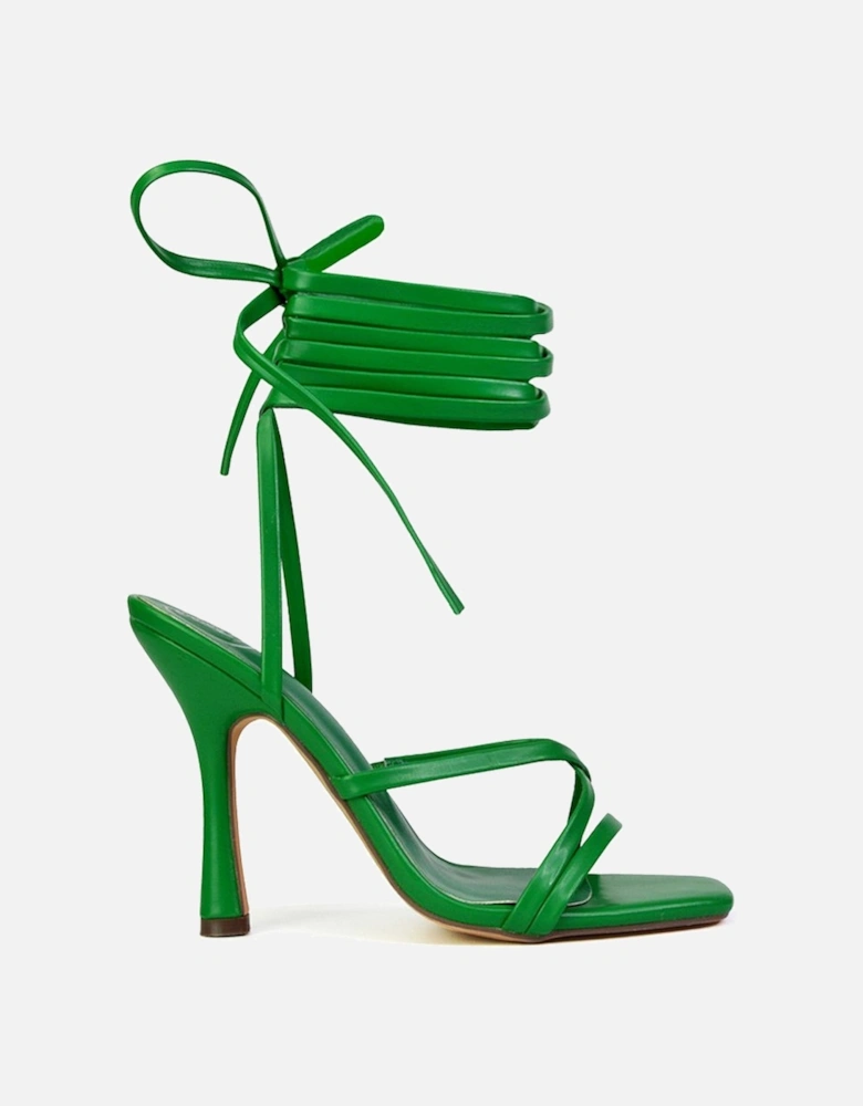 'Kyra' Lace Up High Heel Stilettos Sandals with Square Toe