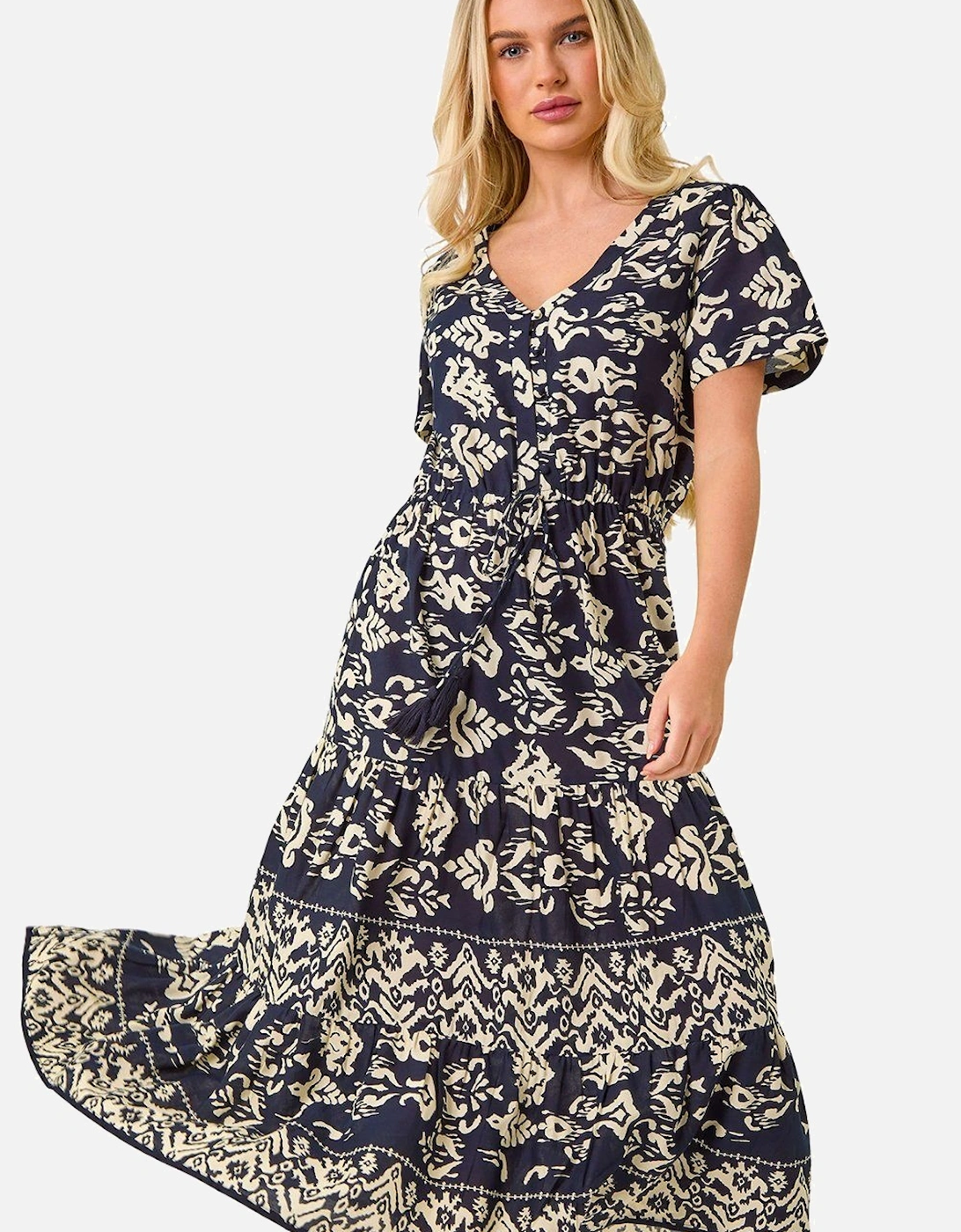 Petite Aztec Print Stretch Midi Dress, 2 of 1