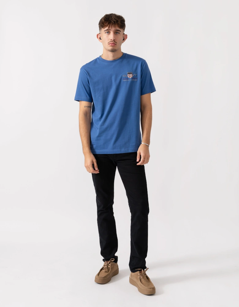 Mens Regular Fit Embroidered Archive Shield T-Shirt - 407 Rich Blue