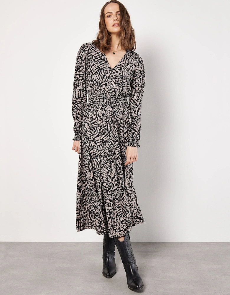 Abstract Print Tiered Midaxi Dress