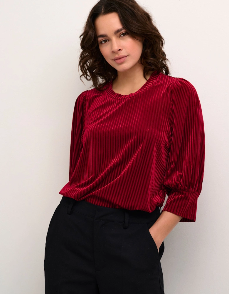 KAcaca 3/4 Sleeve Relaxed Fit Blouse Plain