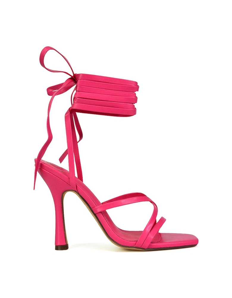 'Kyra' Lace Up High Heel Stilettos Sandals with Square Toe