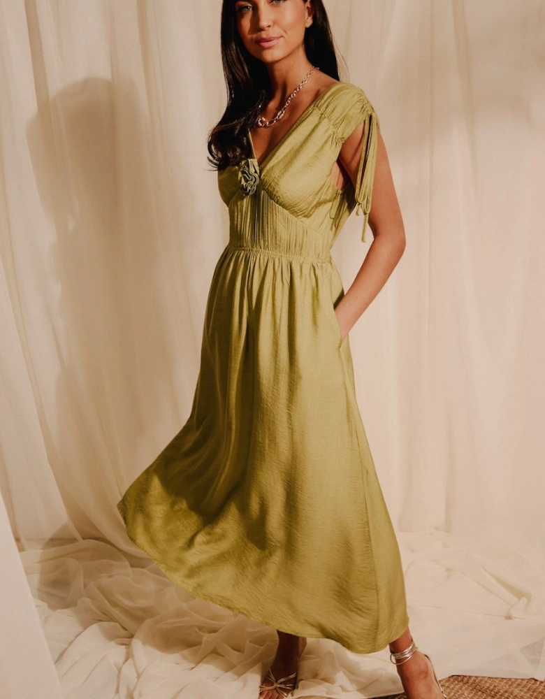 Lime Linen Midaxi Dress