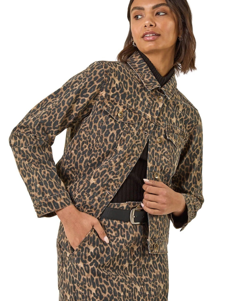 Animal Print Twill Jacket