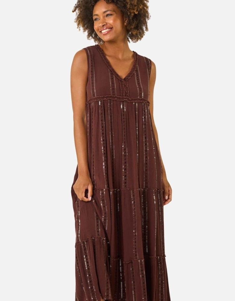 Sequin Tiered Maxi Dress