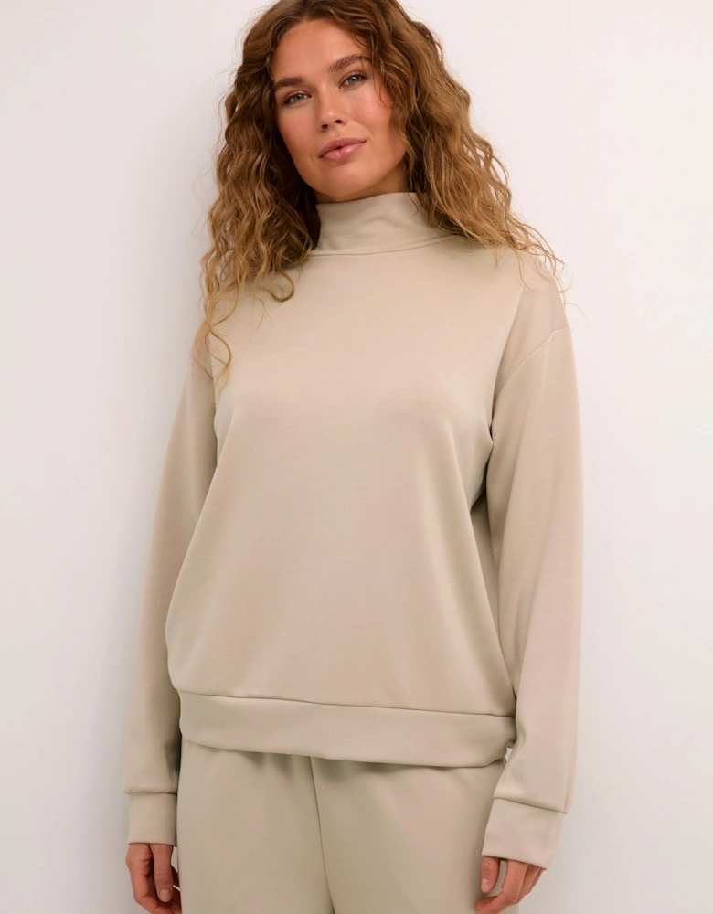Kaannika Mock Neck Casual Fit Sweatshirt Plain