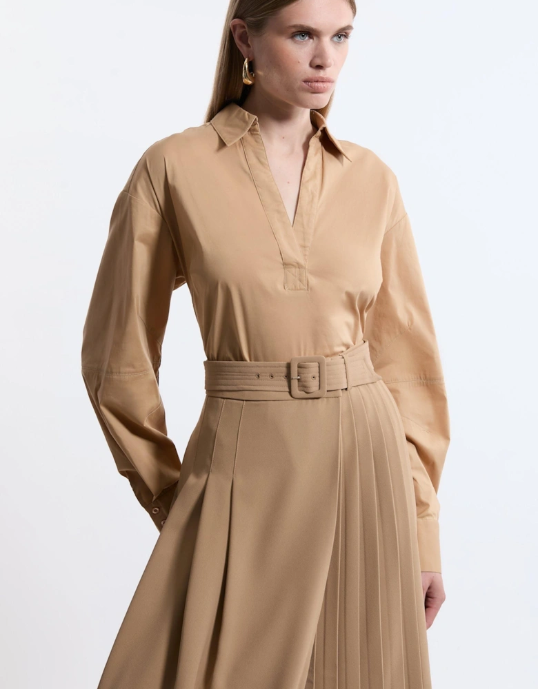 Tailored Cotton Open Neck Shirt