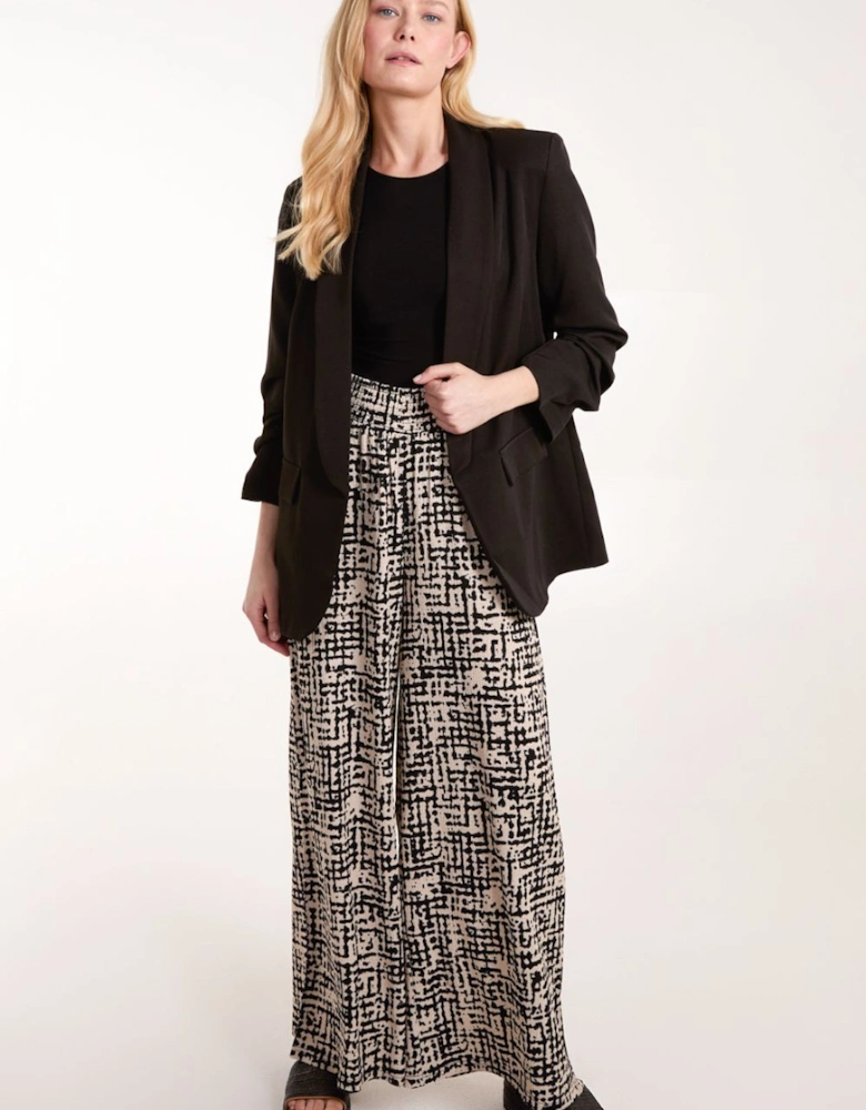 Shirred Waistband Wide Leg Trouser