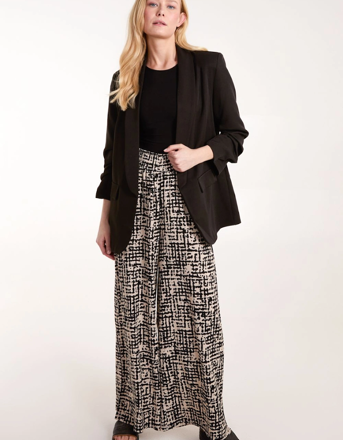 Shirred Waistband Wide Leg Trouser, 2 of 1