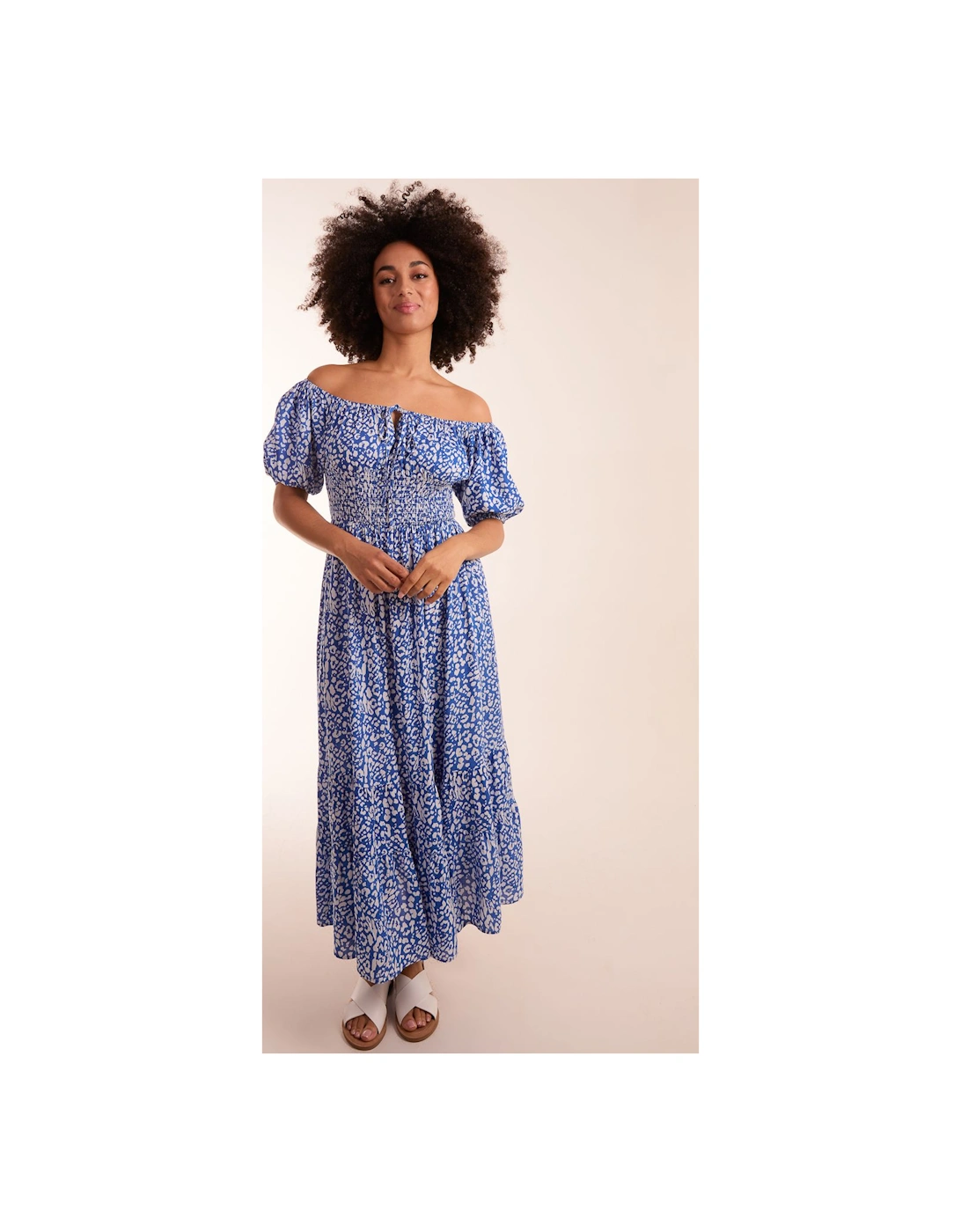 Tie Front Shirred Waist Midi Dress, 2 of 1