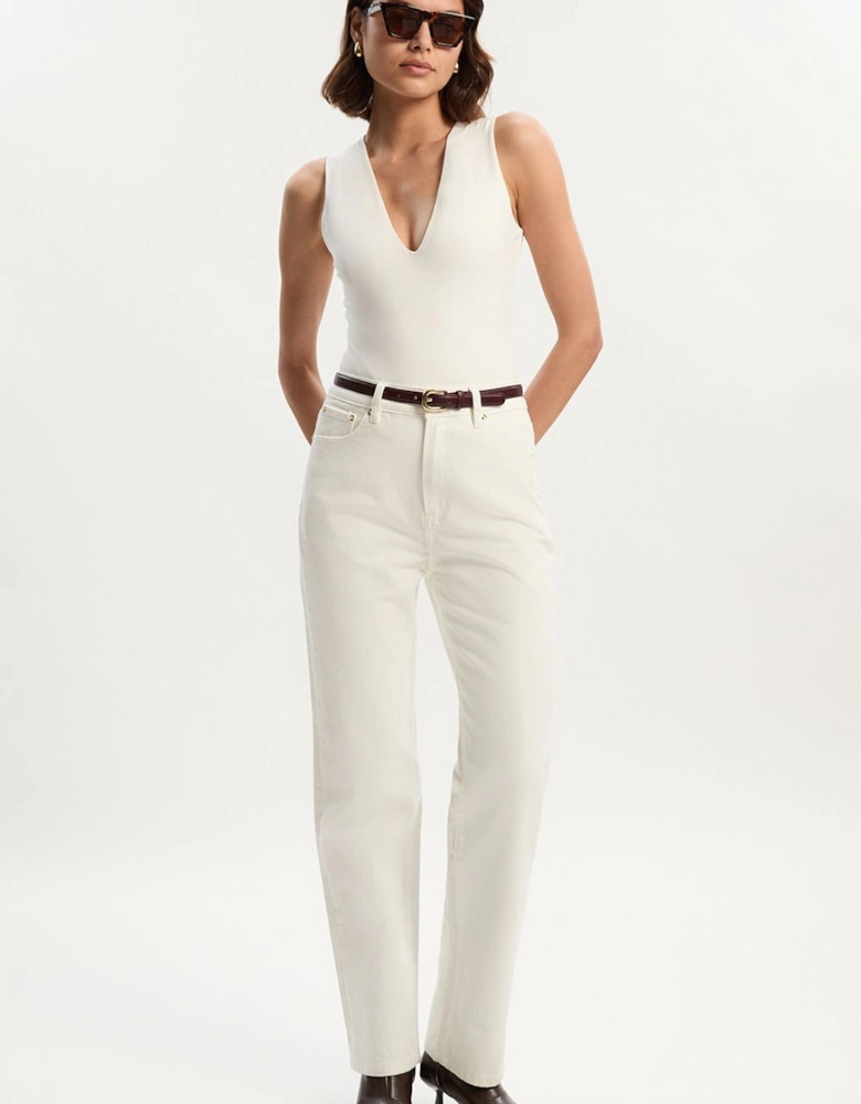Rigid Denim  High Rise Straight Leg Jean