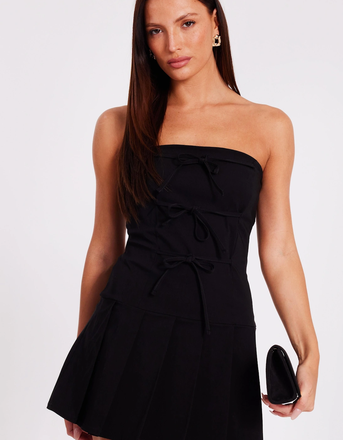 Black Tie Front Mini Dress, 2 of 1