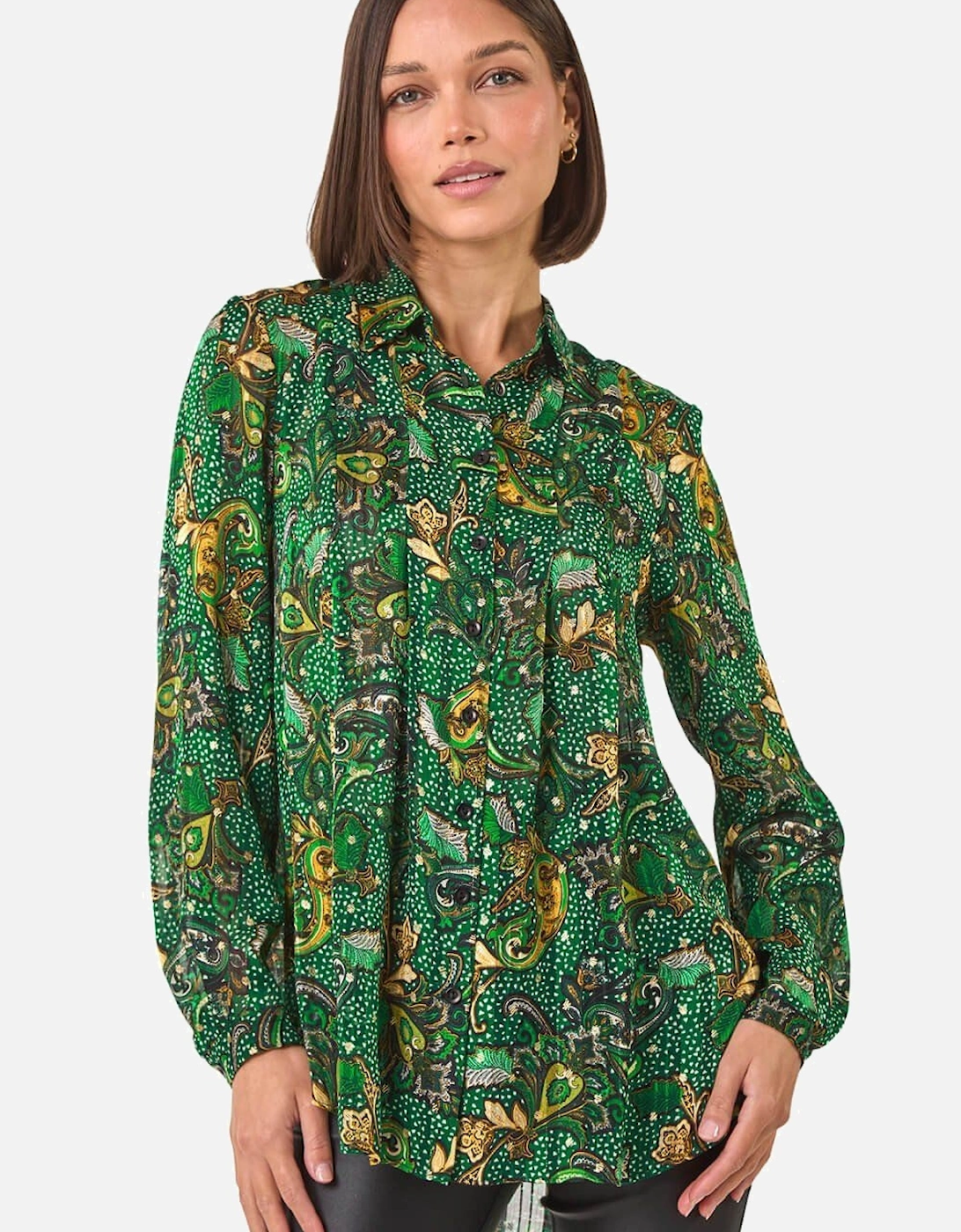 Paisley Print Pleated Blouse, 2 of 1