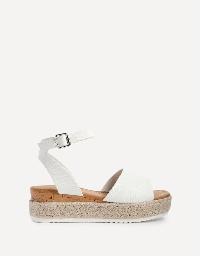 Paradise White Faux Leather Espadrille Flatform Sandals