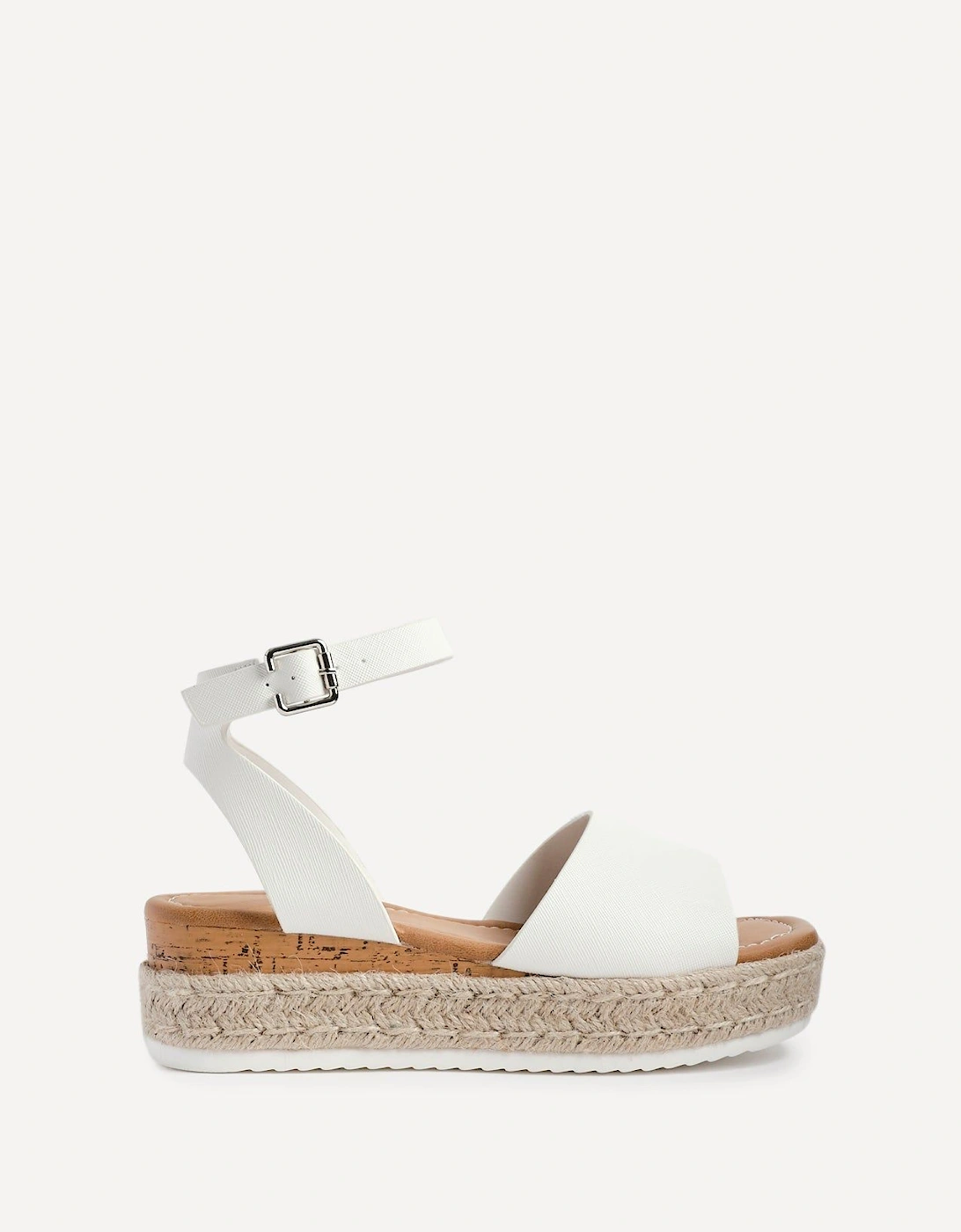 Paradise White Faux Leather Espadrille Flatform Sandals, 2 of 1