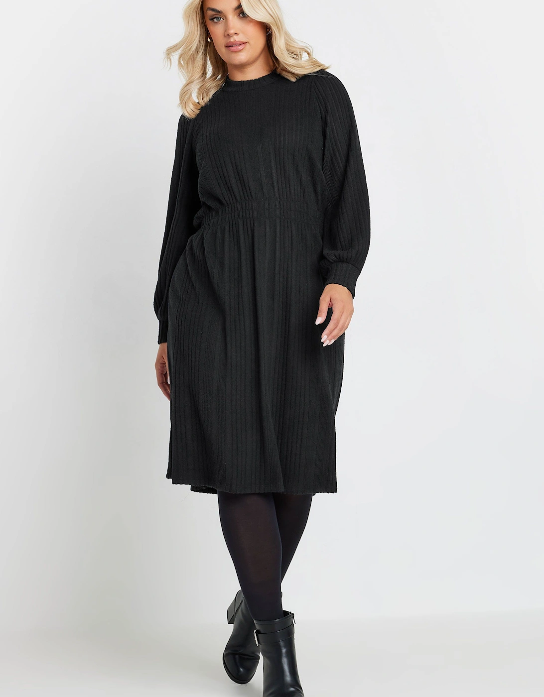 Ribbed High Neck Midi Dress, 2 of 1