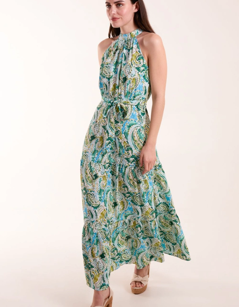 Halter Neck Paisley Maxi Dress