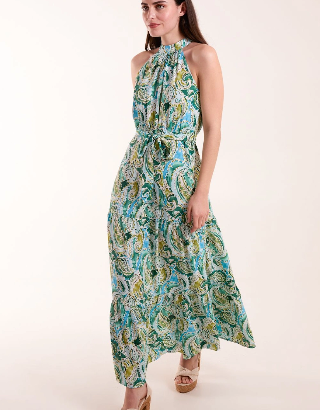 Halter Neck Paisley Maxi Dress, 2 of 1