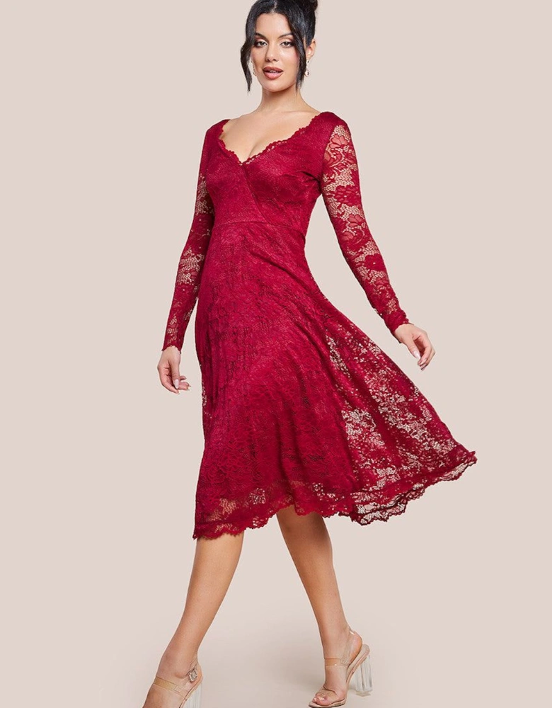 Scalloped Lace A line Midi Dress