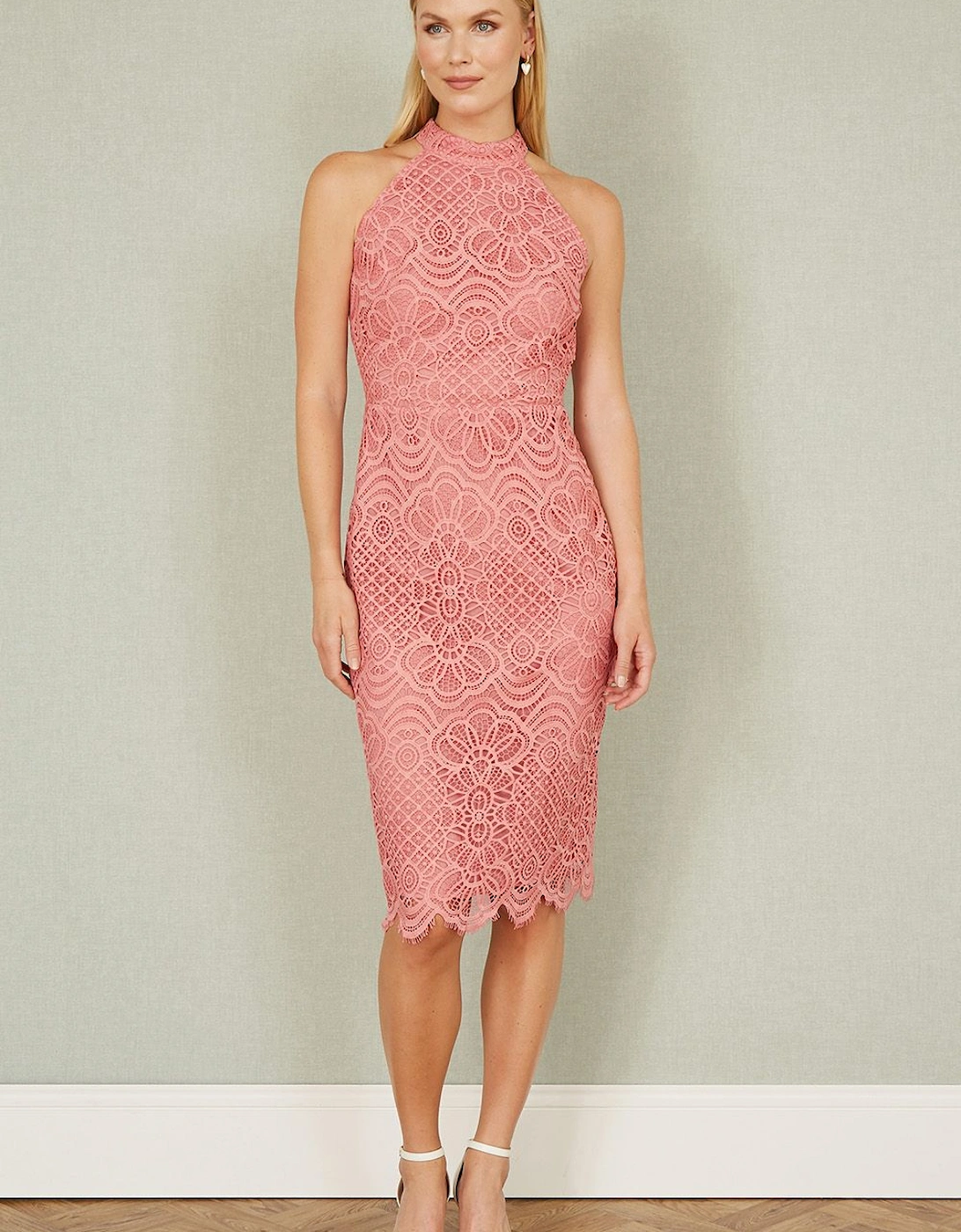 Pink Lace Halter Neck Dress, 2 of 1