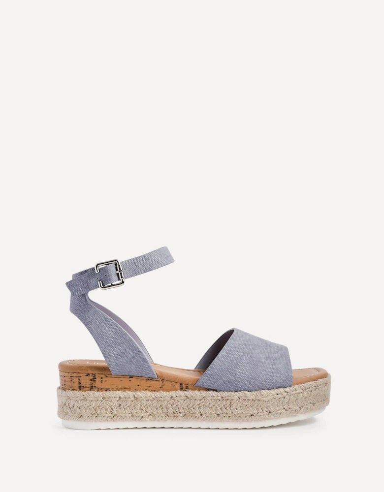 Paradise Blue Nubuck Espadrille Flatform Sandals