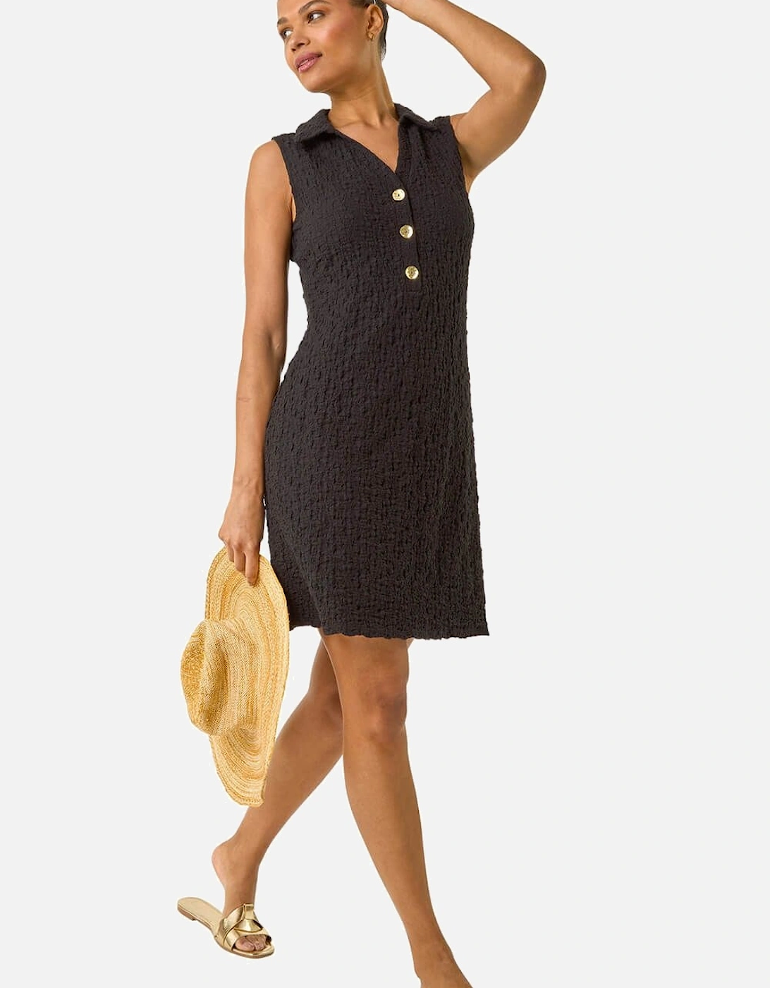 Crinkle Collared A-Line Stretch Dress, 2 of 1