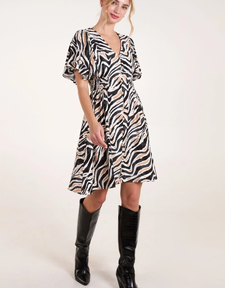 Coconut Button Shirred Waist Dress