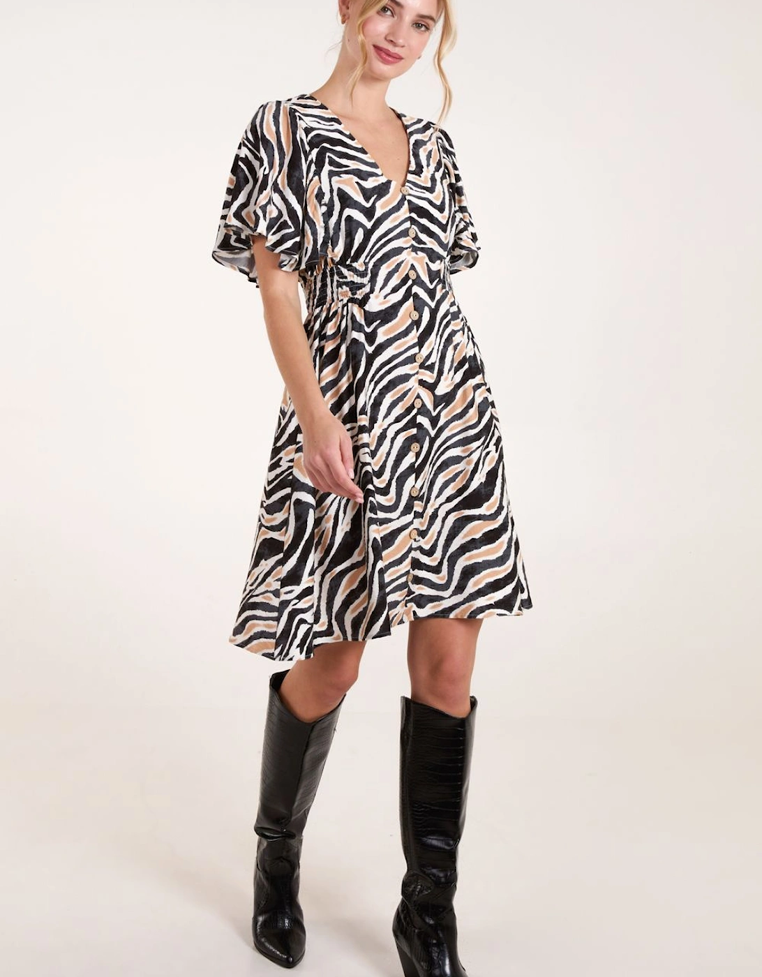 Coconut Button Shirred Waist Dress, 2 of 1