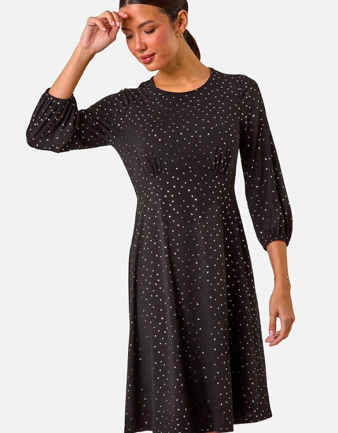 Shimmer Foil Print Dress, 2 of 1